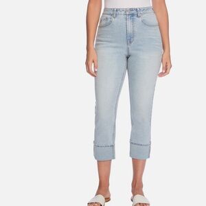 Frye Womens Cuffed Crop Jean 14/32 NWT Stevie Wash Lt Denim Coastal Normcore